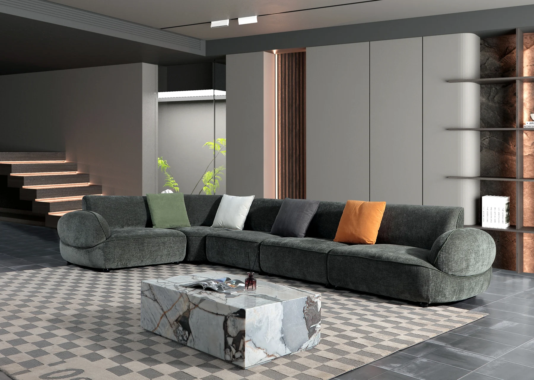 Deep Green Long Sofa &middot; 1